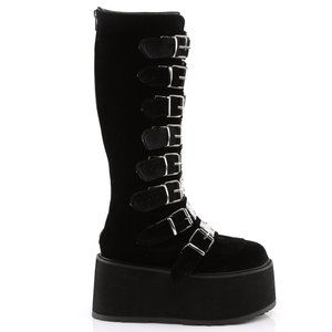 Gothic Velvet Platform Knee High Boots